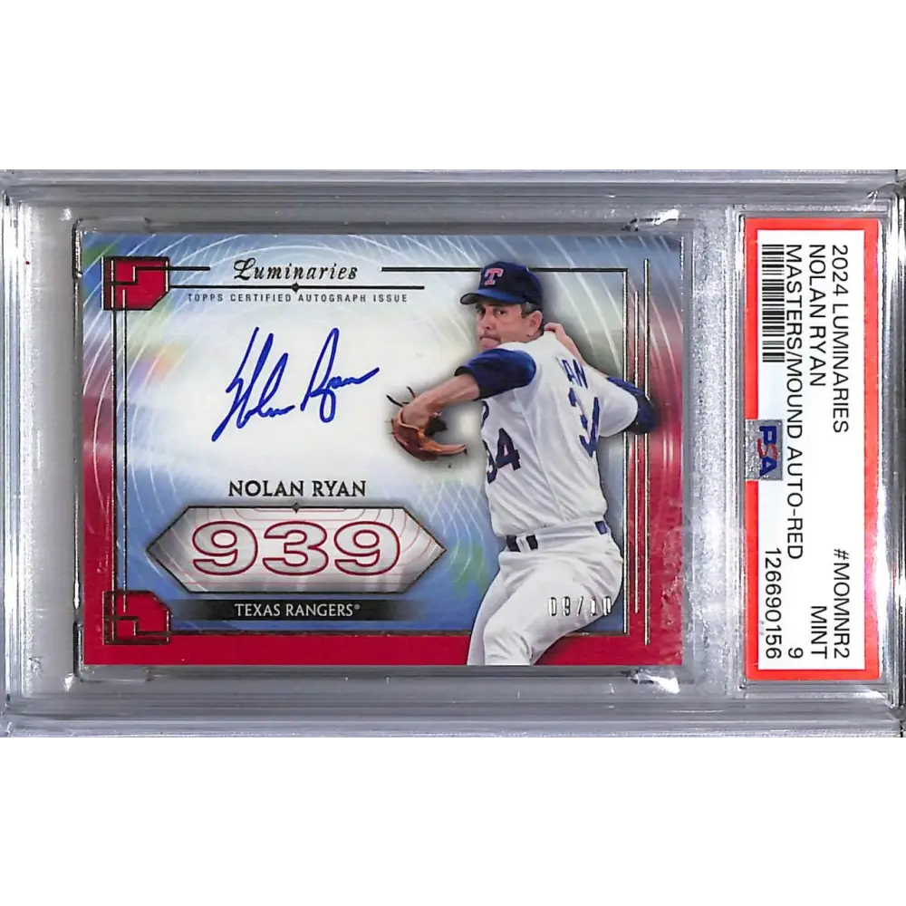 2024 Topps Luminaries Masters of the Mound #MOM-NR2 Nolan Ryan PSA 9 MINT Auto 9/10 Texas Rangers  Image 1