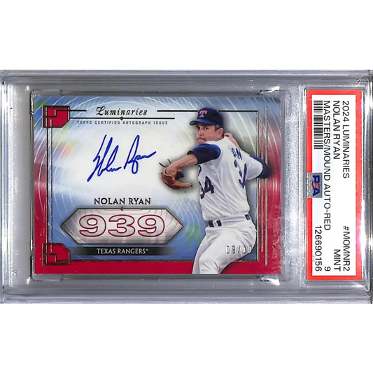 2024 Topps Luminaries Masters of the Mound #MOM-NR2 Nolan Ryan PSA 9 MINT Auto 9/10 Texas Rangers  Image 1