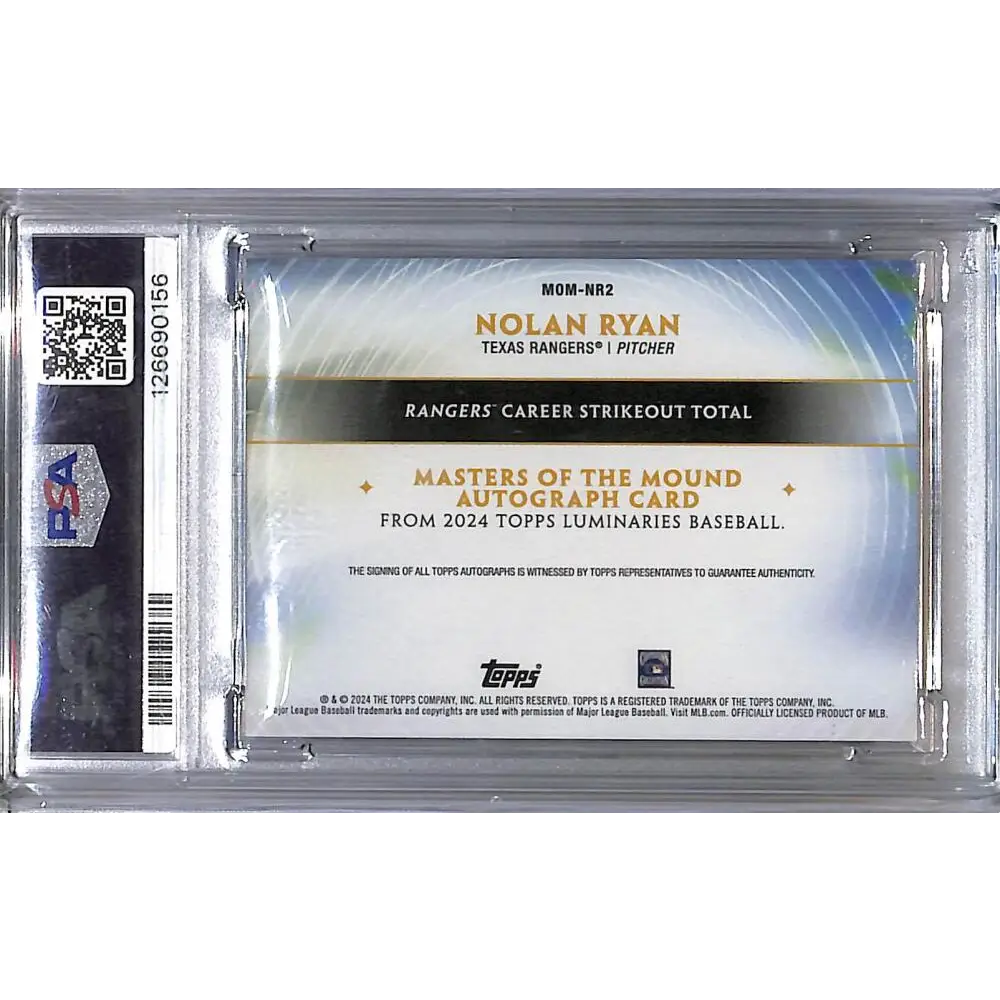 2024 Topps Luminaries Masters of the Mound #MOM-NR2 Nolan Ryan PSA 9 MINT Auto 9/10 Texas Rangers  Image 2