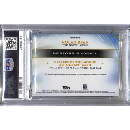 2024 Topps Luminaries Masters of the Mound #MOM-NR2 Nolan Ryan PSA 9 MINT Auto 9/10 Texas Rangers  Image 2