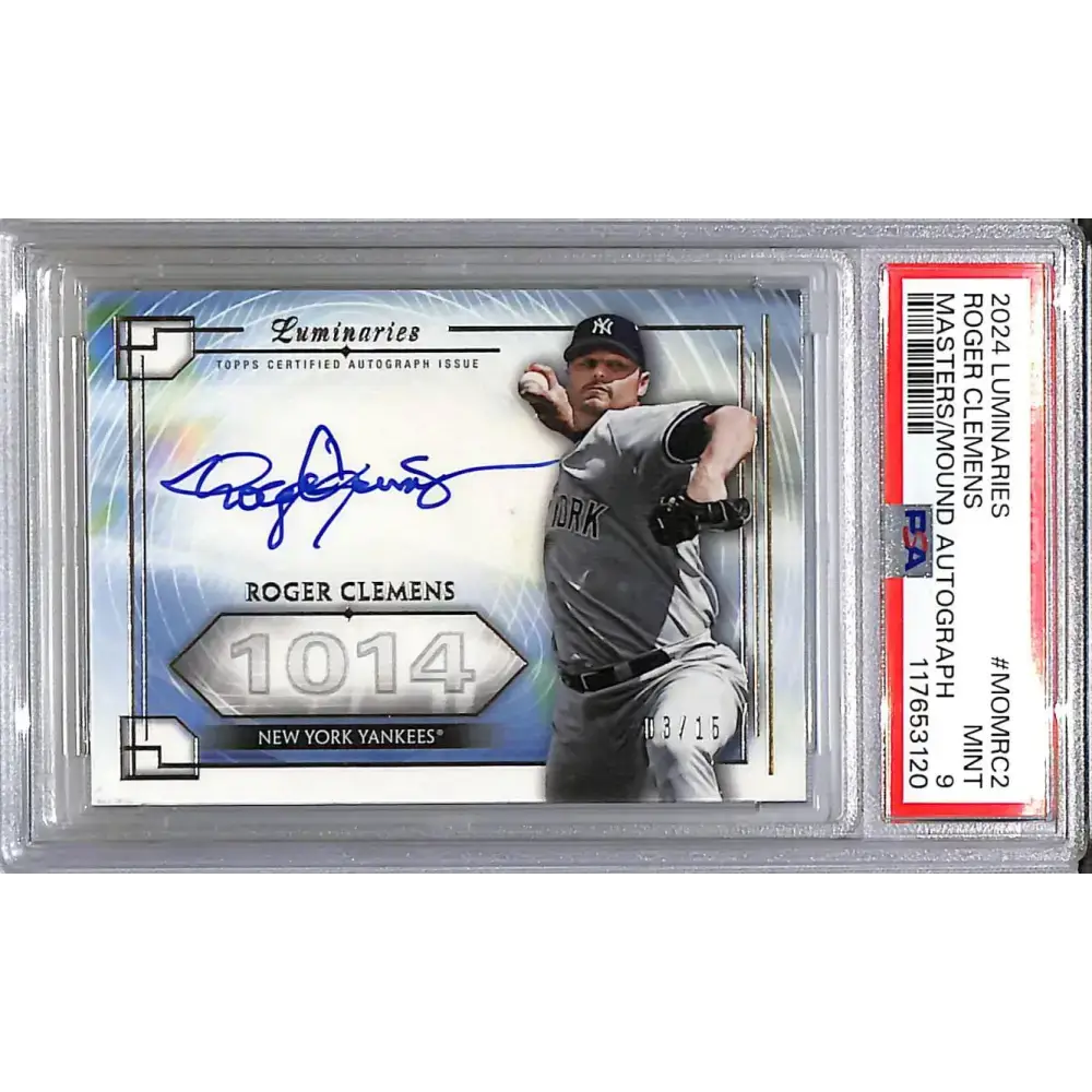 2024 Topps Luminaries Masters of the Mound #MOM-RC2 Roger Clemens PSA 9 MINT Auto 03/15 New York Yankees - Baseball