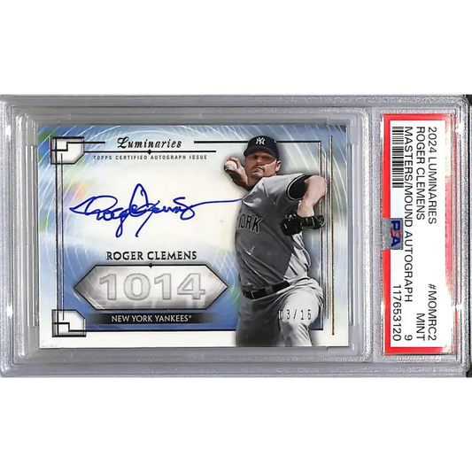 2024 Topps Luminaries Masters of the Mound #MOM-RC2 Roger Clemens PSA 9 MINT Auto 03/15 New York Yankees - Baseball