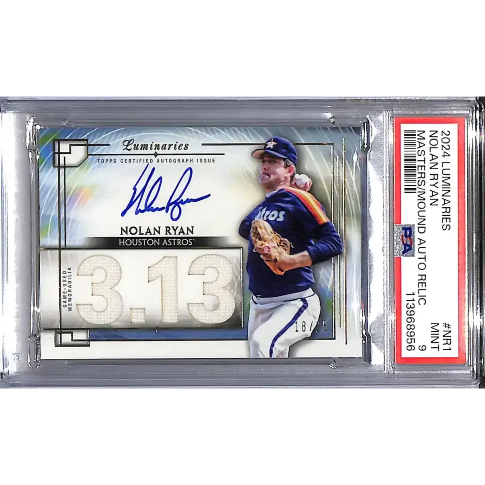 2024 Topps Luminaries Masters of the Mound #MOMAR-NR1 Nolan Ryan PSA 9 MINT MEM Auto 18/25 Houston Astros