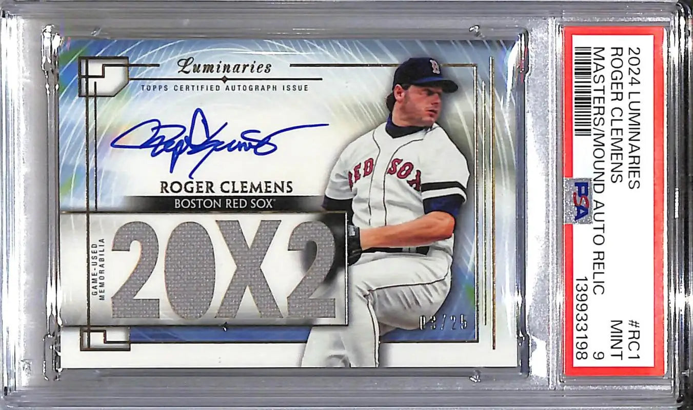 2024 Topps Luminaries Masters of the Mound #MOMAR-RC1 Roger Clemens PSA 9 MINT MEM Auto 3/25 Boston Red Sox