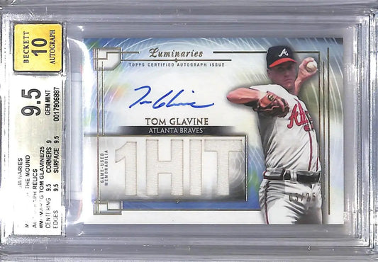 2024 Topps Luminaries Masters Of The Mound #MOMAR-TG Tom Glavine BGS 9.5 Gem Mint MEM Auto 3/25 Atlanta Braves