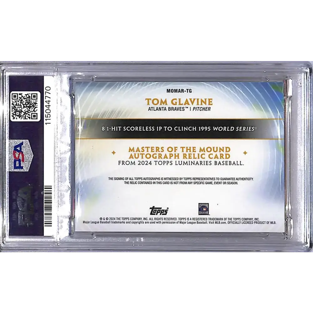 2024 Topps Luminaries Masters of the Mound #MOMAR-TG Tom Glavine PSA 8 NM-MT MEM Auto 10/25 Atlanta Braves - Baseball