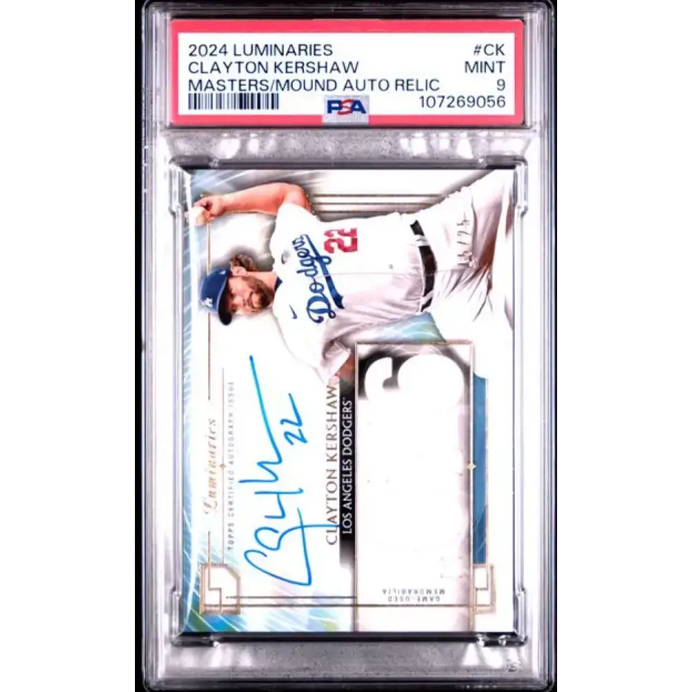 2024 Topps Luminaries #MOMARCK Clayton Kershaw PSA 9 MINT MEM Auto 15/25 Los Angeles Dodgers Baseball Card - Baseball