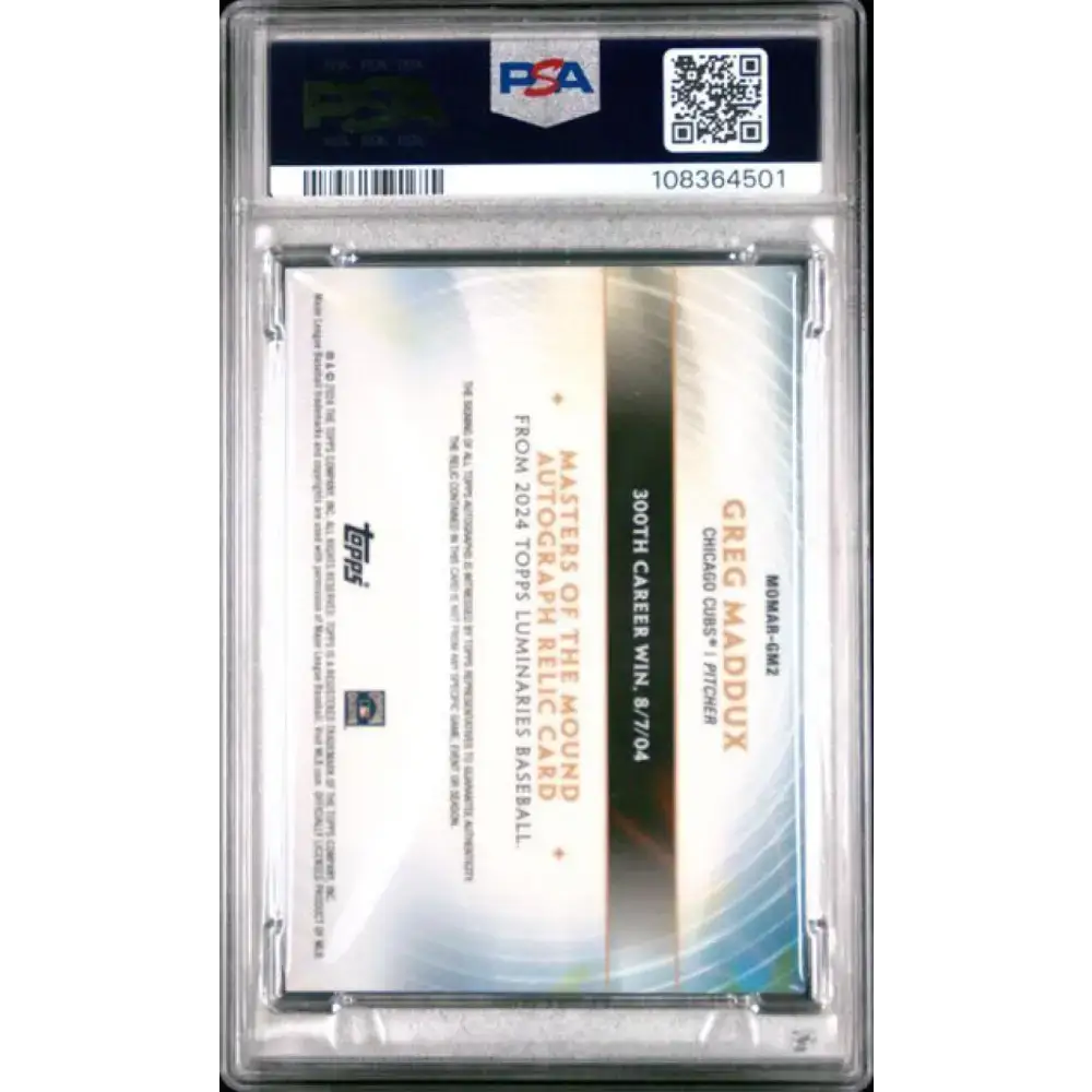 2024 Topps Luminaries #MOMARGM2 Greg Maddux PSA 9 MINT MEM Auto 13/25 Chicago Cubs Baseball Card - Baseball Card Single