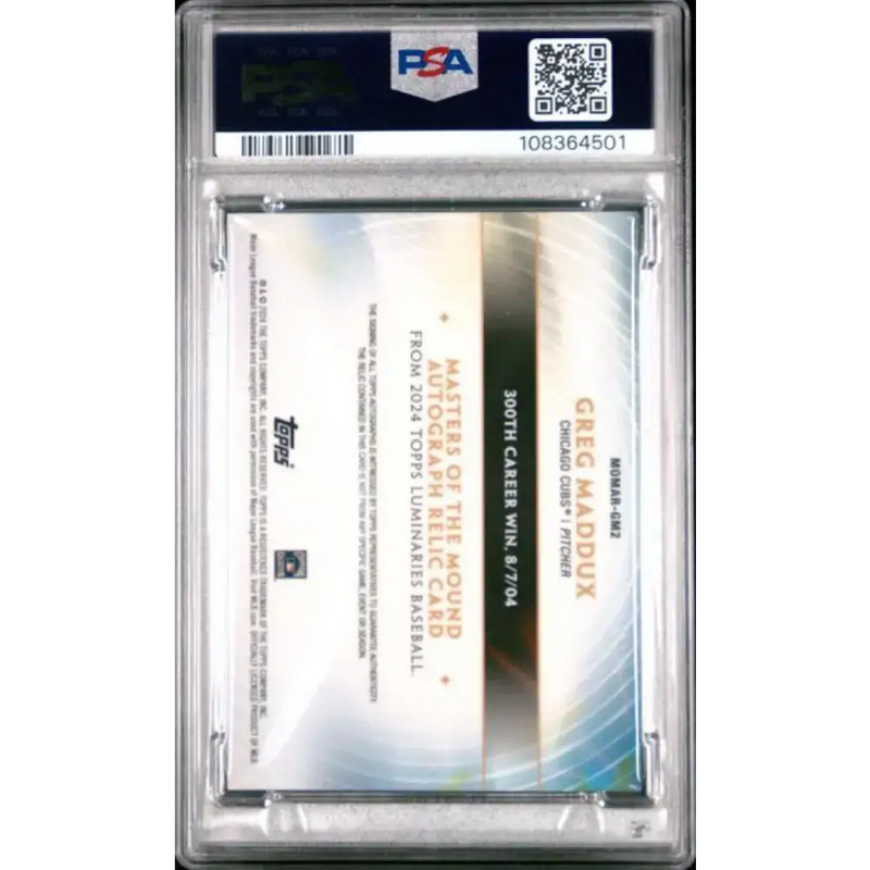 2024 Topps Luminaries #MOMARGM2 Greg Maddux PSA 9 MINT MEM Auto 13/25 Chicago Cubs Baseball Card - Baseball Card Single