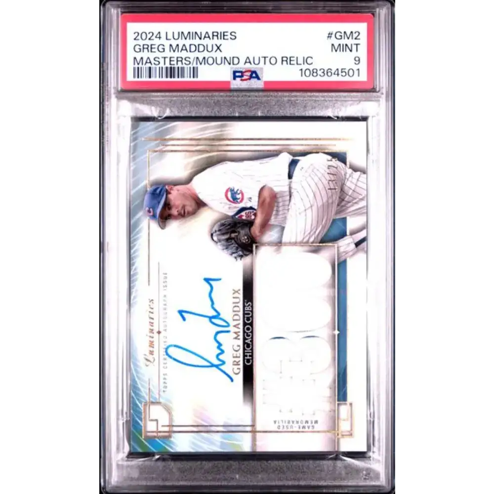 2024 Topps Luminaries #MOMARGM2 Greg Maddux PSA 9 MINT MEM Auto 13/25 Chicago Cubs Baseball Card - Baseball Card Single