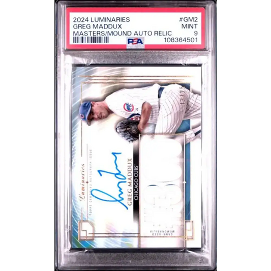 2024 Topps Luminaries #MOMARGM2 Greg Maddux PSA 9 MINT MEM Auto 13/25 Chicago Cubs Baseball Card - Baseball Card Single