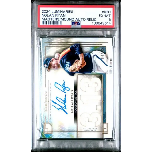 2024 Topps Luminaries #MOMARNR1 Nolan Ryan PSA 6 EX-MT MEM Auto 4/25 Houston Astros Baseball Card