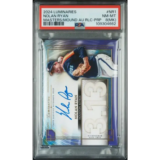 2024 Topps Luminaries #MOMARNR1 Nolan Ryan PSA 8 NM-MT MEM Auto 2/3 Houston Astros Baseball Card