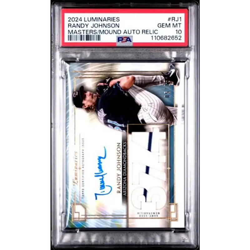 2024 Topps Luminaries #MOMARRJ1 Randy Johnson PSA 10 GEM MINT MEM Auto 5/25 Arizona Diamondbacks Baseball Card