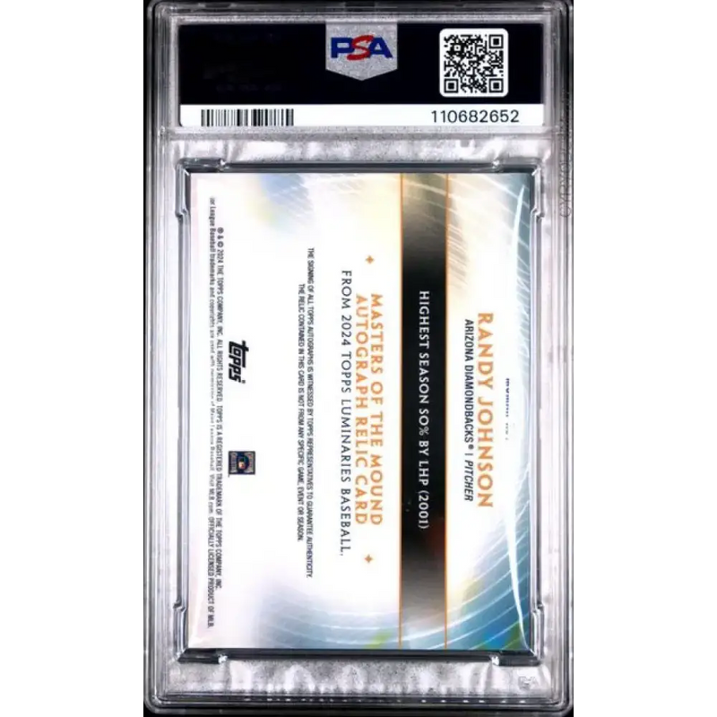 2024 Topps Luminaries #MOMARRJ1 Randy Johnson PSA 10 GEM MINT MEM Auto 5/25 Arizona Diamondbacks Baseball Card