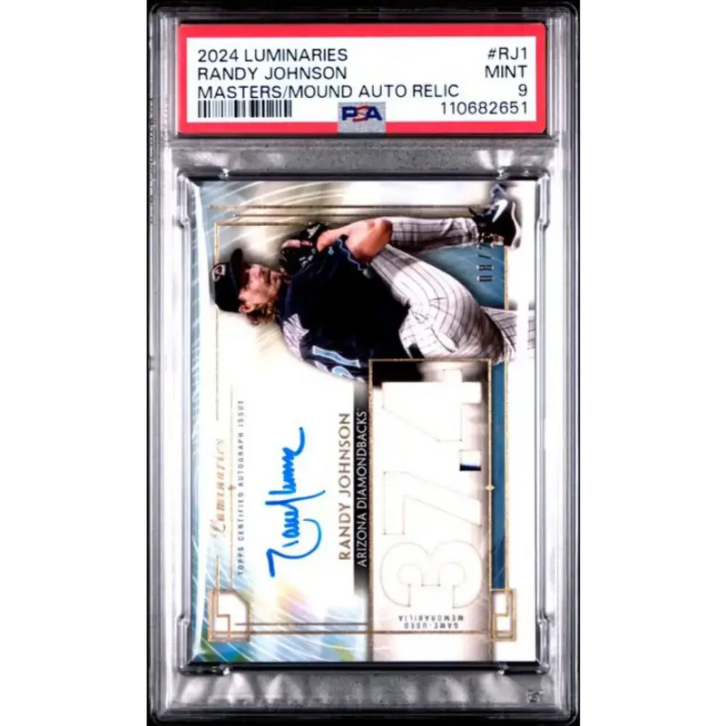 2024 Topps Luminaries #MOMARRJ1 Randy Johnson PSA 9 MINT MEM Auto 8/25 Arizona Diamondbacks Baseball Card - Baseball