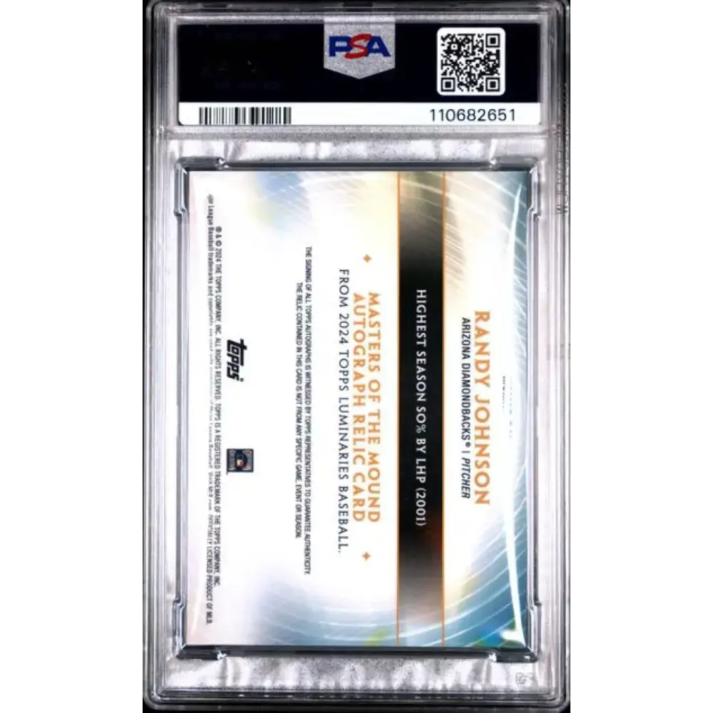 2024 Topps Luminaries #MOMARRJ1 Randy Johnson PSA 9 MINT MEM Auto 8/25 Arizona Diamondbacks Baseball Card - Baseball