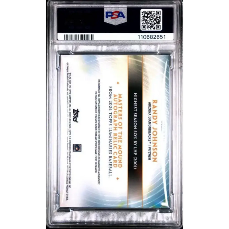 2024 Topps Luminaries #MOMARRJ1 Randy Johnson PSA 9 MINT MEM Auto 8/25 Arizona Diamondbacks Baseball Card - Baseball