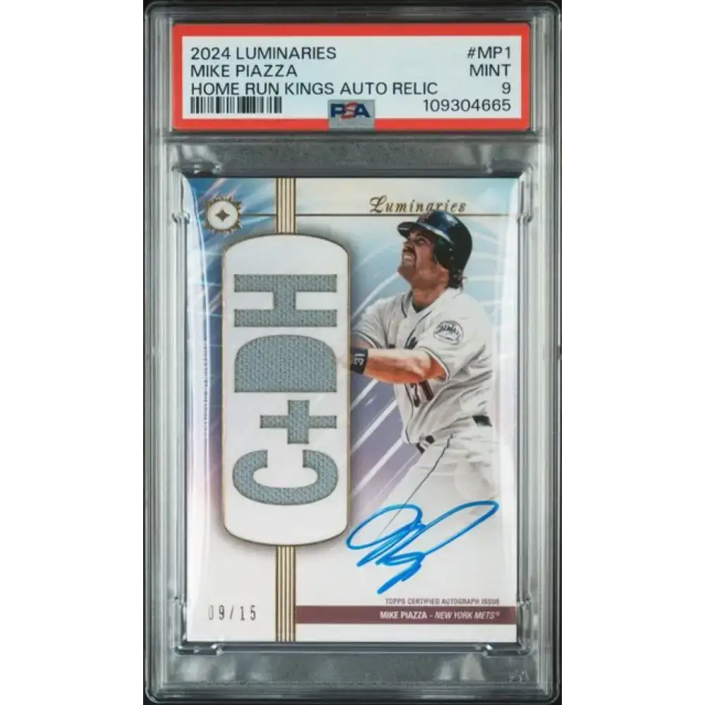 2024 Topps Luminaries #MP1 Mike Piazza PSA 9 MINT MEM Auto 9/15 New York Mets Baseball Card - Baseball Card Single