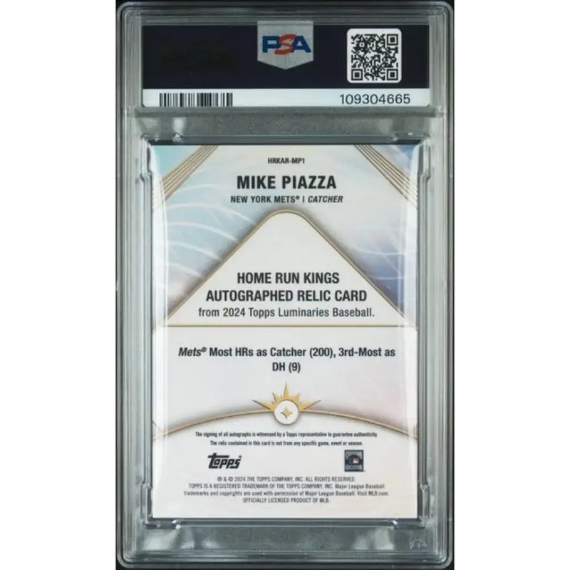 2024 Topps Luminaries #MP1 Mike Piazza PSA 9 MINT MEM Auto 9/15 New York Mets Baseball Card - Baseball Card Single