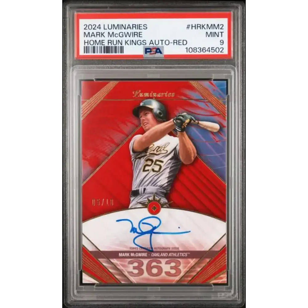 2024 Topps Luminaries Red #HRKMM2 Mark McGwire PSA 9 MINT Auto 5/10 Oakland Athletics Baseball Card - Baseball Card