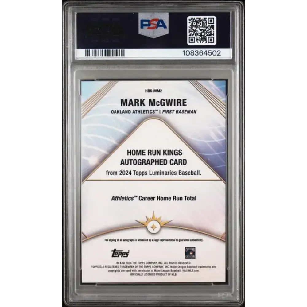 2024 Topps Luminaries Red #HRKMM2 Mark McGwire PSA 9 MINT Auto 5/10 Oakland Athletics Baseball Card - Baseball Card
