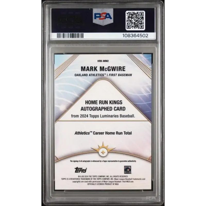 2024 Topps Luminaries Red #HRKMM2 Mark McGwire PSA 9 MINT Auto 5/10 Oakland Athletics Baseball Card - Baseball Card
