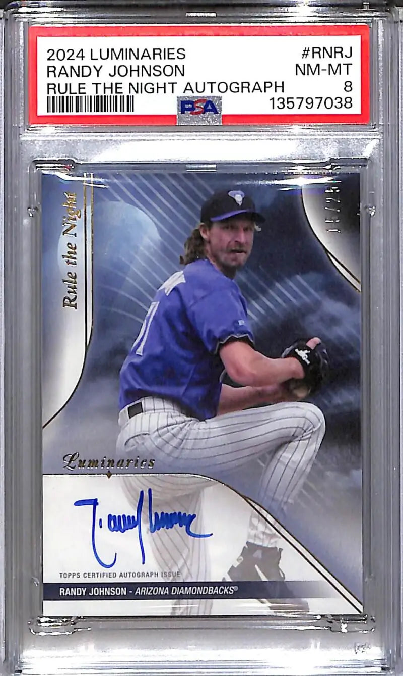 2024 Topps Luminaries Rule The Night #RN-RJ Randy Johnson PSA 8 NM-MT Auto 15/25 Arizona Diamondbacks - Baseball Card
