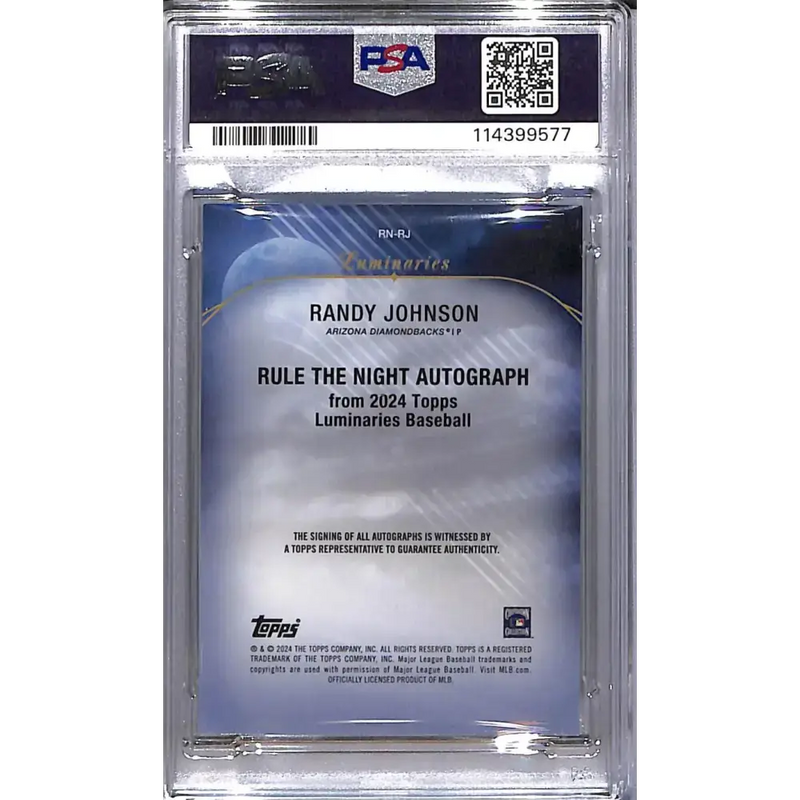 2024 Topps Luminaries Rule the Night #RN-RJ Randy Johnson PSA 9 MINT Auto 10/25 Arizona Diamondbacks - Baseball Card