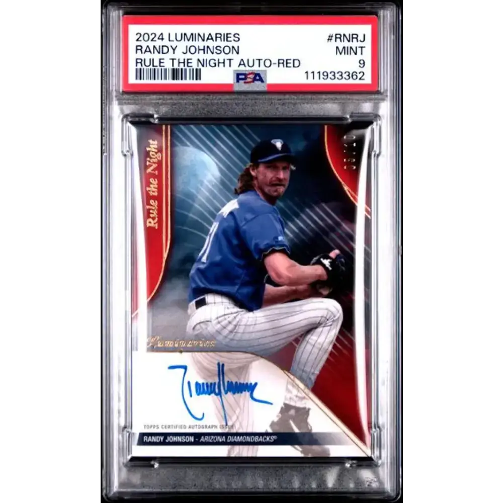 2024 Topps Luminaries Rule The Night #RNRJ Randy Johnson PSA 9 MINT Auto 3/10 Arizona Diamondbacks Baseball Card