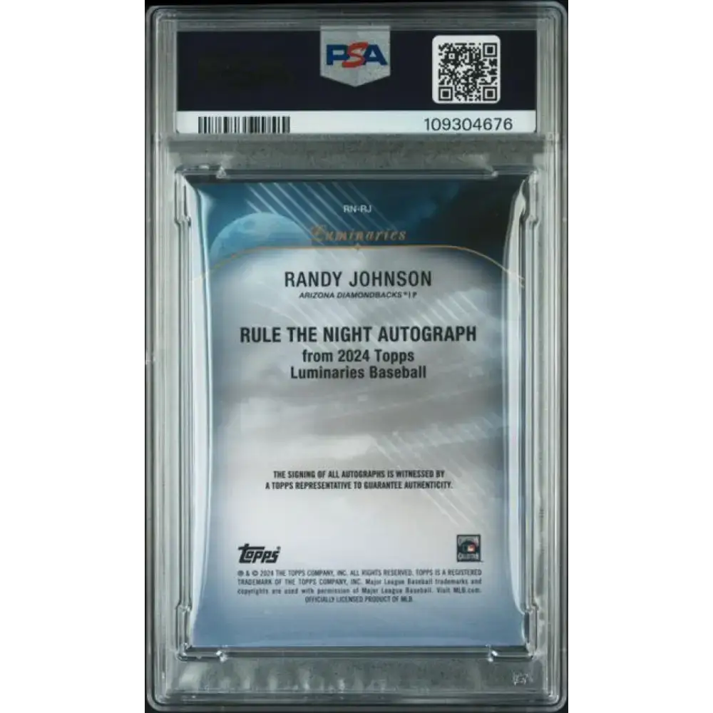 2024 Topps Luminaries Rule The Night #RNRJ Randy Johnson PSA 9 MINT Auto 5/10 Arizona Diamondbacks Baseball Card