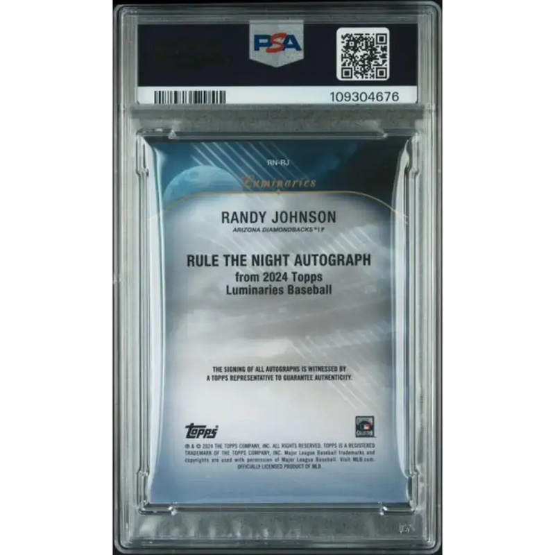 2024 Topps Luminaries Rule The Night #RNRJ Randy Johnson PSA 9 MINT Auto 5/10 Arizona Diamondbacks Baseball Card