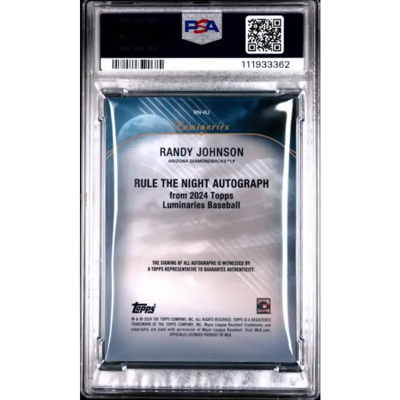 2024 Topps Luminaries Rule The Night #RNRJ Randy Johnson PSA 9 MINT Auto 3/10 Arizona Diamondbacks Baseball Card