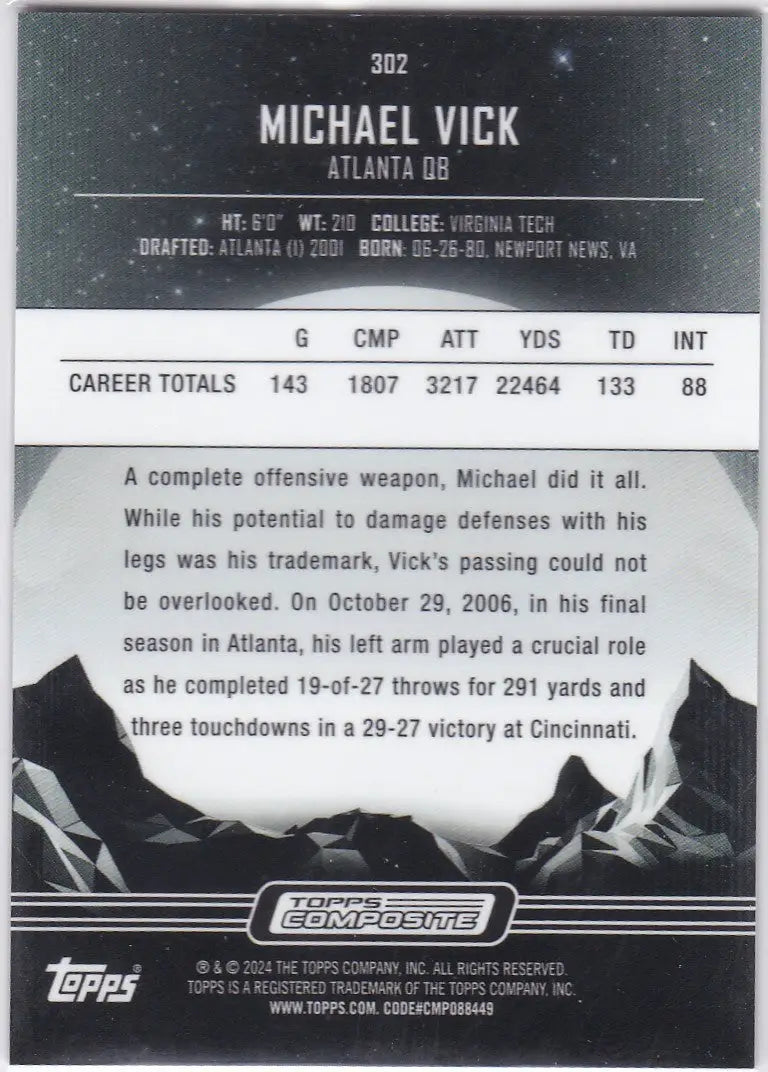 2024 TOPPS MIDNIGHT #302 MICHAEL VICK HOLO- ATLANTA FALCONS - Football Card Single