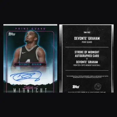 2024 Topps Midnight Devonte’ Graham #SMA-DEG Stroke of Midnight Auto Spurs - Basketball Card Single