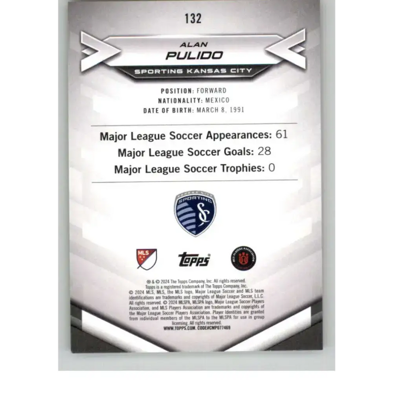 2024 Topps MLS Superstars Common Yellow #132 Alan Pulido NM-MT Sporting Kansas City Soccer Card - Soccer Card Single