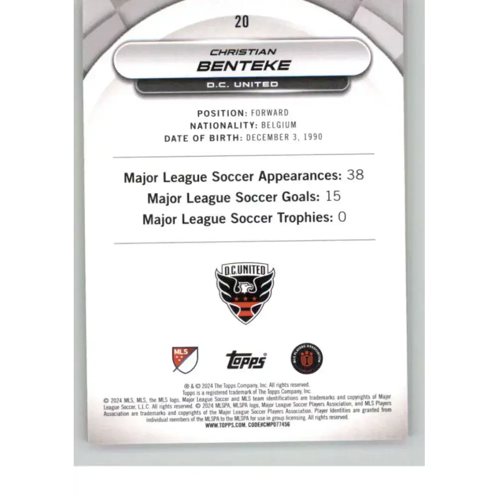 2024 Topps MLS Superstars Common Yellow #20 Christian Benteke NM-MT D.C. United Soccer Card - Soccer Card Single