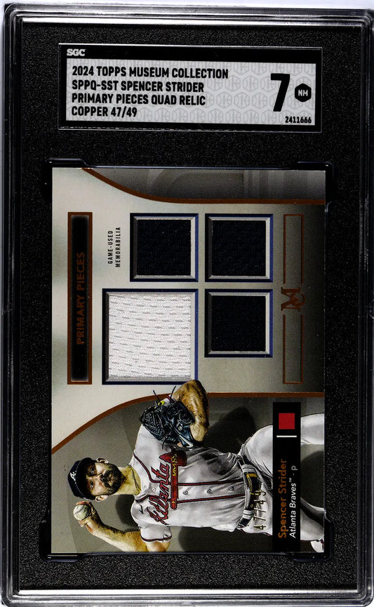 2024 Topps Museum Coll. S.Strider Primary Pieces Quad Relics Copper /49 SGC 7 - Baseball Card Single