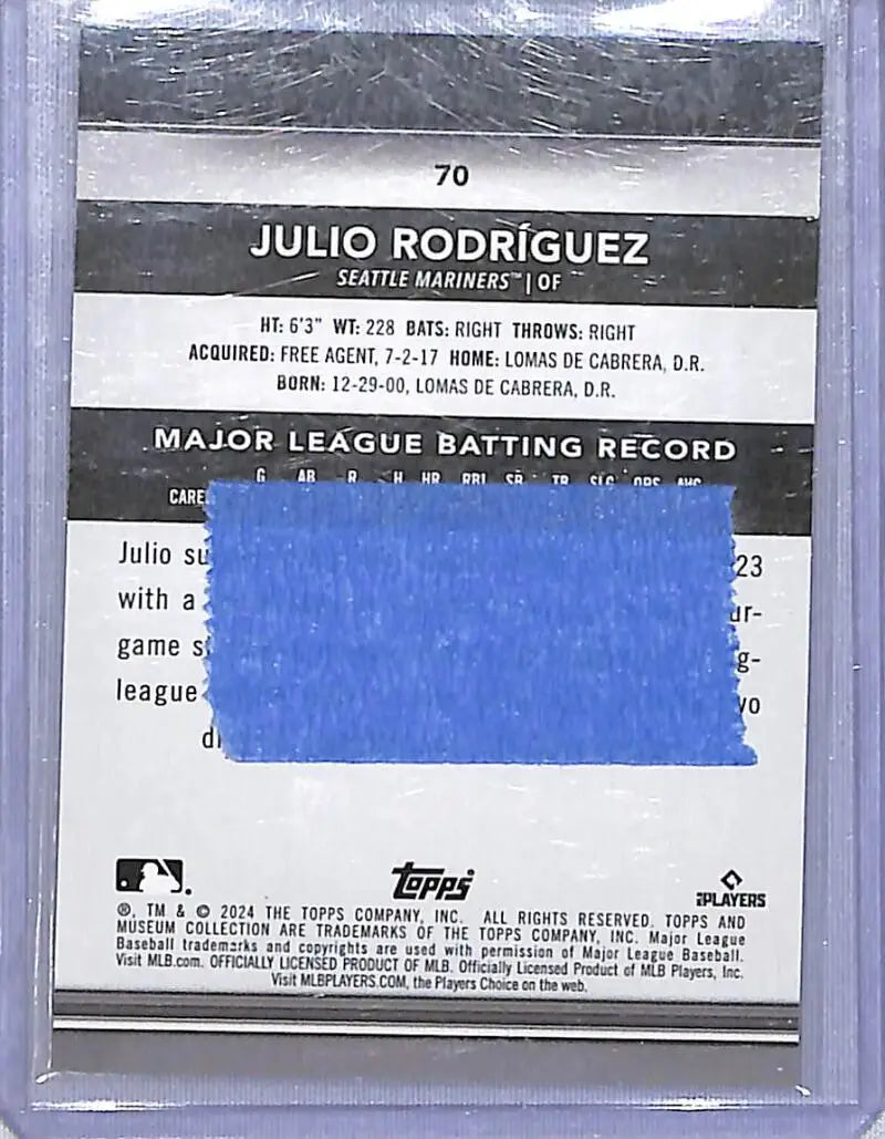 2024 Topps Museum Collection #70 Julio Rodriguez NM-MT 132/150 Seattle Mariners