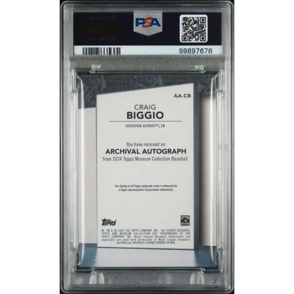 2024 Topps Museum Collection Archival Sapphire #AA-CB Craig Biggio PSA 7 NM Auto 2/20 Houston Astros Baseball Card