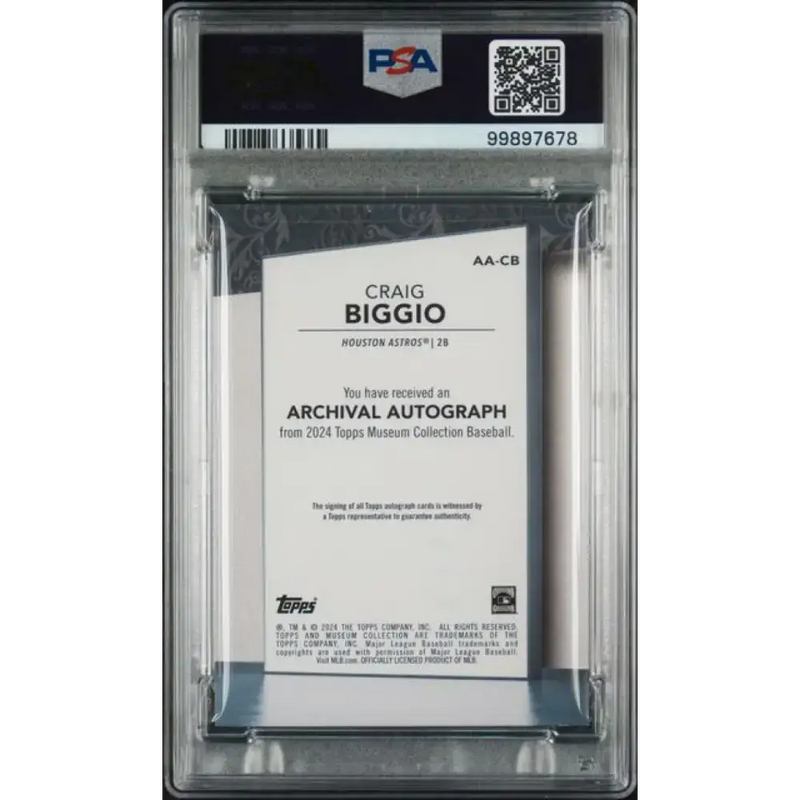 2024 Topps Museum Collection Archival Sapphire #AA-CB Craig Biggio PSA 7 NM Auto 2/20 Houston Astros Baseball Card