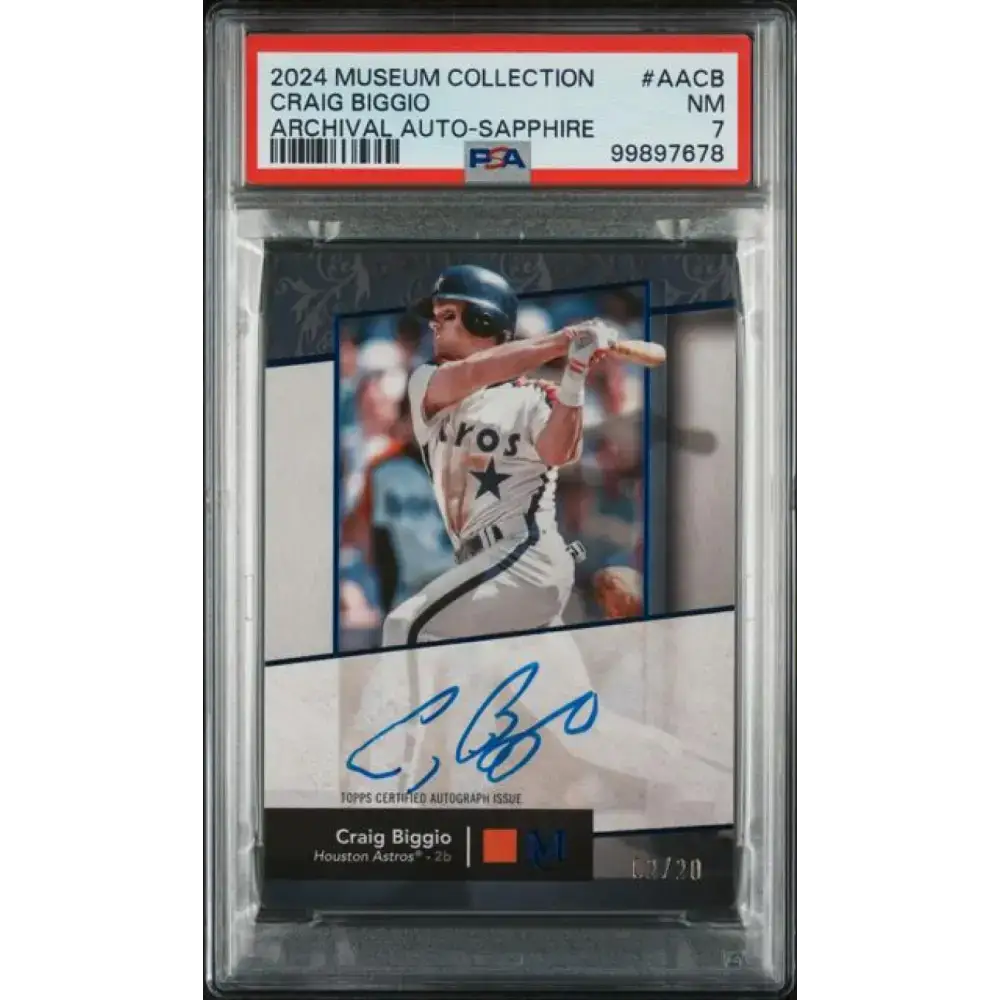 2024 Topps Museum Collection Archival Sapphire #AA-CB Craig Biggio PSA 7 NM Auto 2/20 Houston Astros Baseball Card