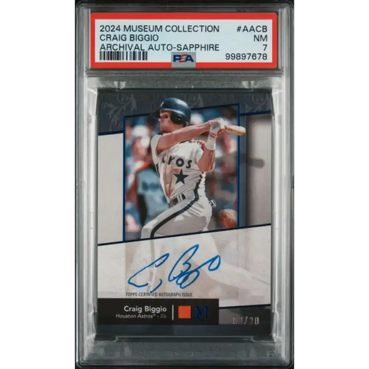2024 Topps Museum Collection Archival Sapphire #AA-CB Craig Biggio PSA 7 NM Auto 2/20 Houston Astros Baseball Card