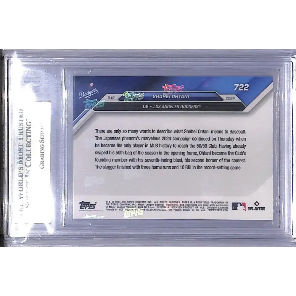 2024 Topps Now #722 Shohei Ohtani BGS 10 Pristine Los Angeles Dodgers