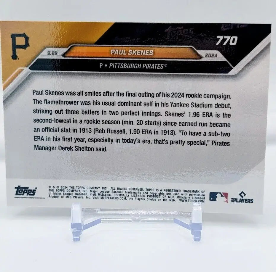 Paul Skenes baseball card from 2024 Topps Now #770 collectible product
