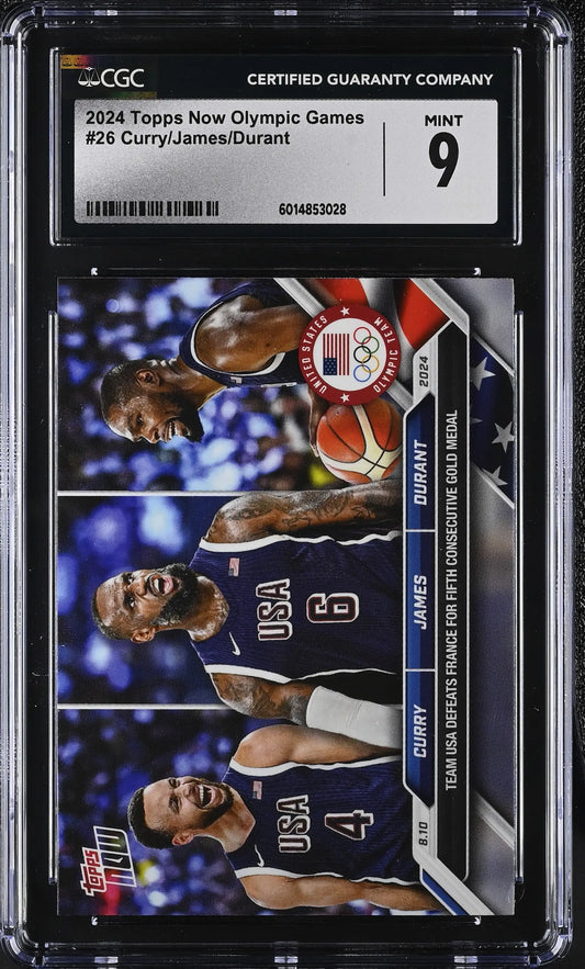 2024 Topps Now Olympic Games Card 26 Curry James Durant CGC 9 Mint - Sports Cards - Basketball Single