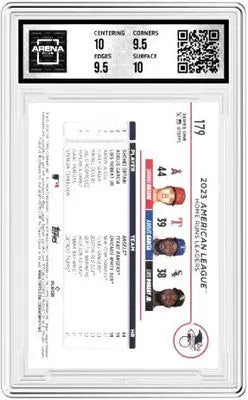 Graded baseball card featuring player statistics from 2024 Topps Ohtani Garcia Robert Jr #179