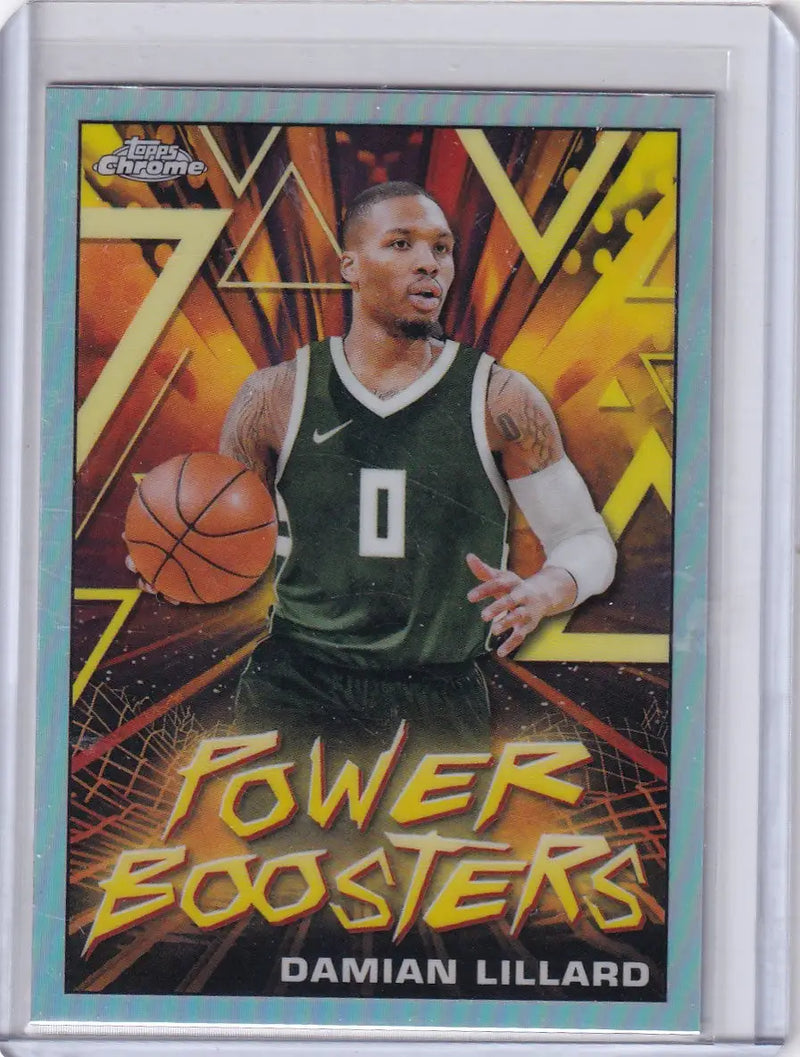 2024 TOPPS #PB-14 DAMIAN LILLARD POWER BOOSTERS REFRACTOR- MILWAUKEE BUCKS - Basketball Card Single