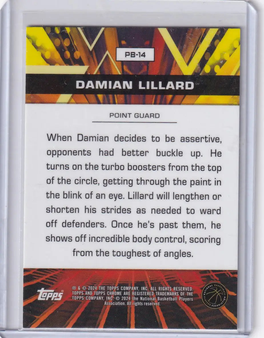 2024 TOPPS #PB-14 DAMIAN LILLARD POWER BOOSTERS REFRACTOR- MILWAUKEE BUCKS - Basketball Card Single