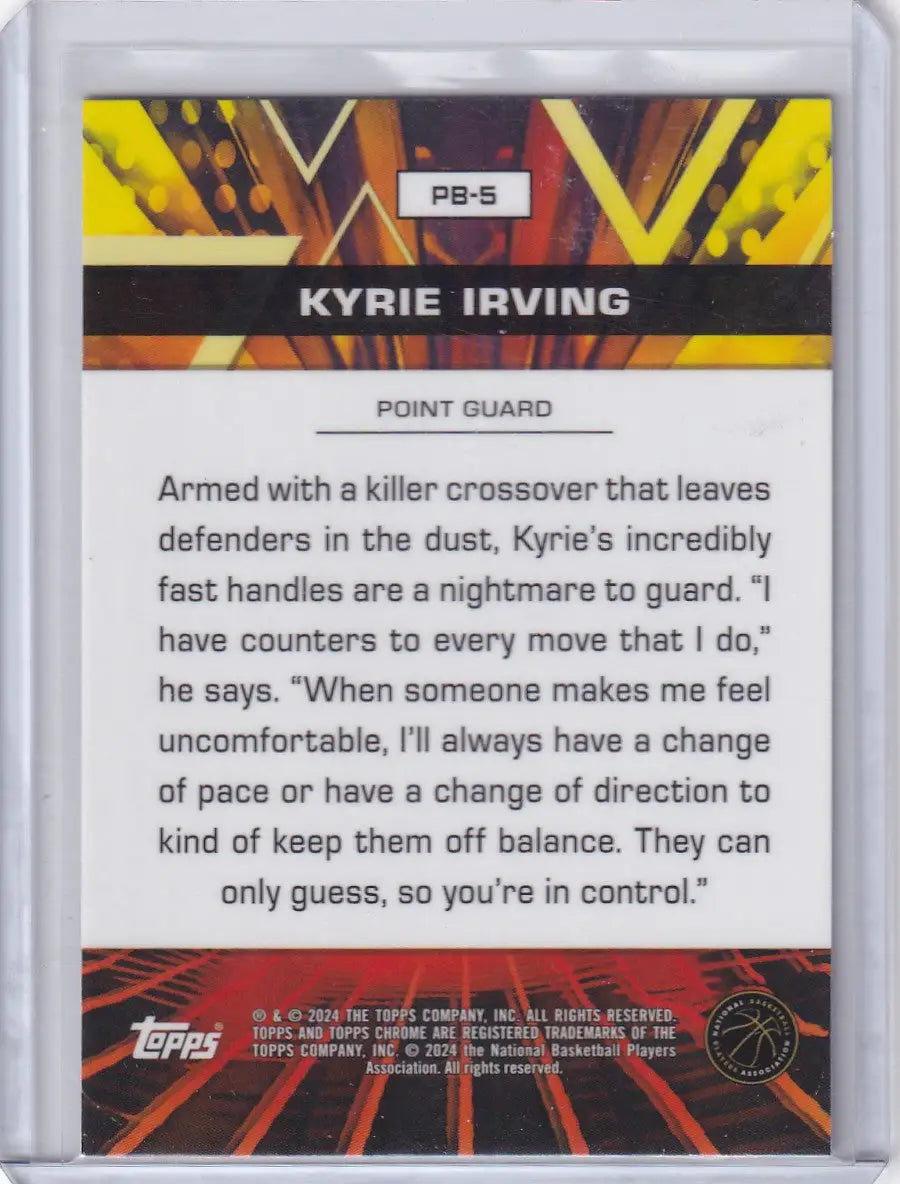 2024 TOPPS #PB-5 KYRIE IRVING POWER BOOSTERS REFRACTOR- DALLAS MAVERICKS - Basketball Card Single